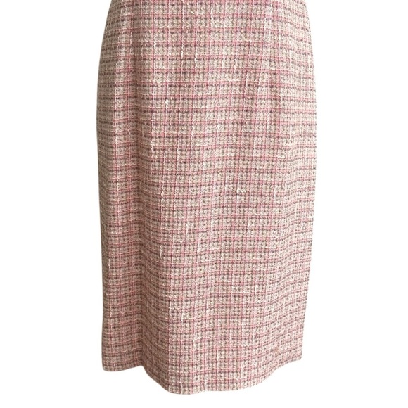 ANNE KLEIN Vintage 90s Pink Tweed Sleeveless Dress Made in Hong Kong Timeless 12 - Picture 4 of 15